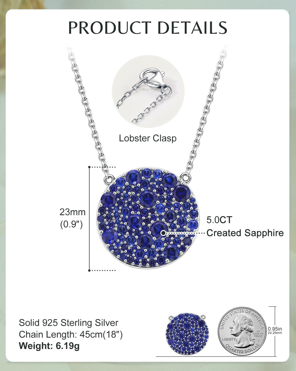 14K Gold Plated Silver Pave Birthstone Pendant Necklace for Women