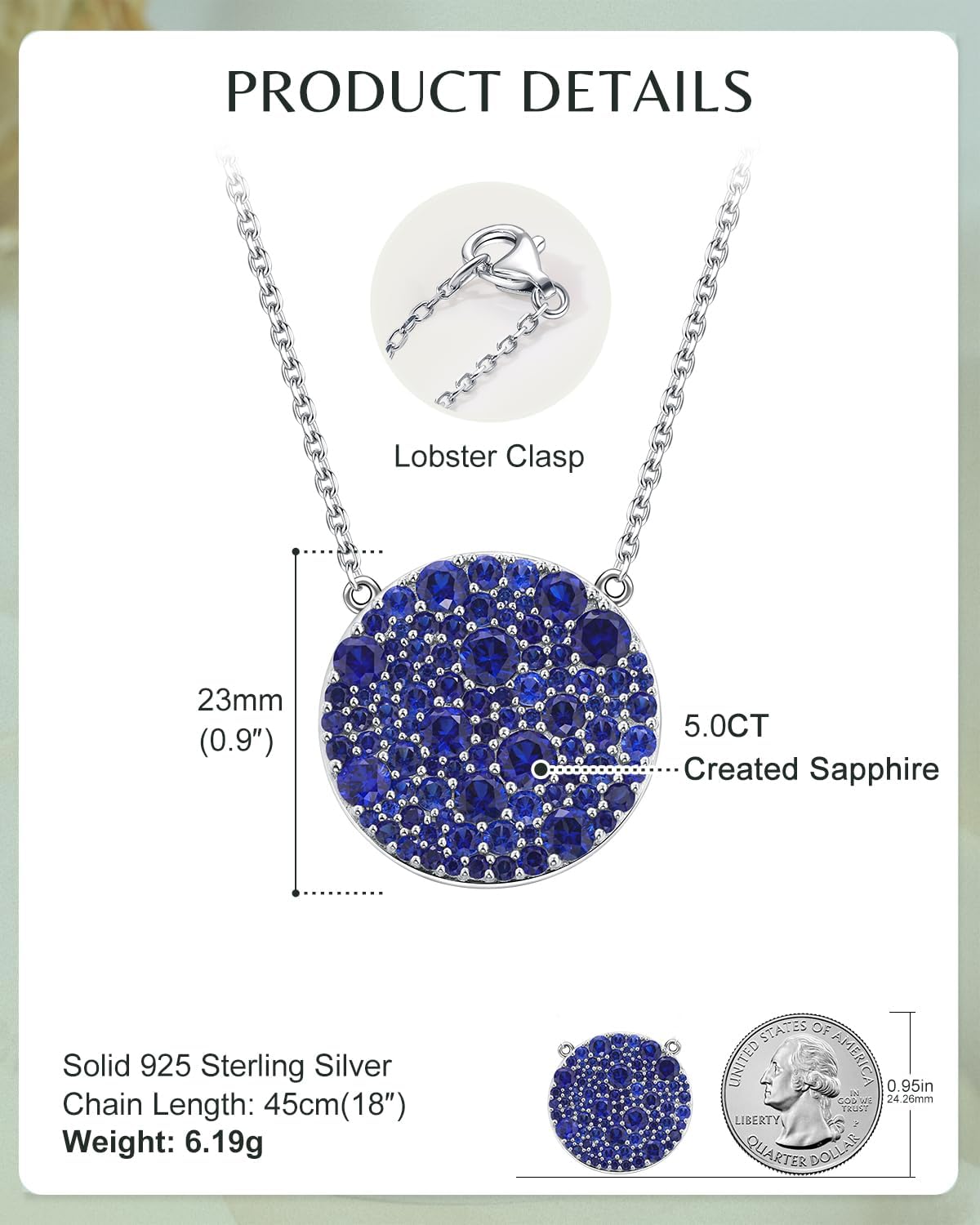14K Gold Plated Silver Pave Birthstone Pendant Necklace for Women