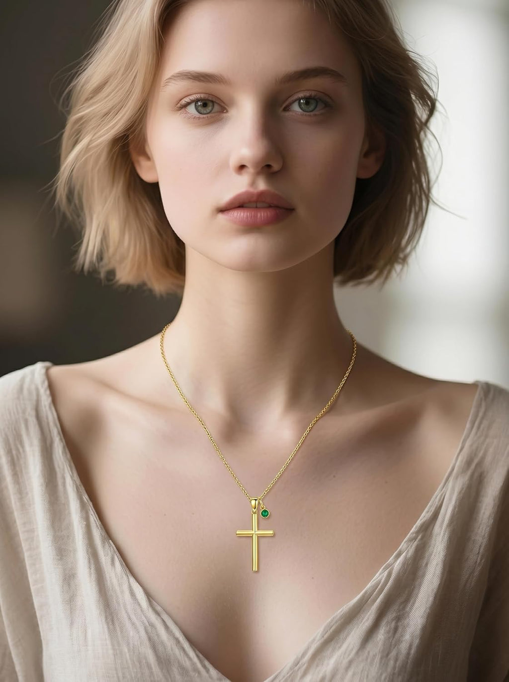 18K Gold Cross Pendant for Women Gold Cross Necklace 18K Gold Jewelry Religious Gift
