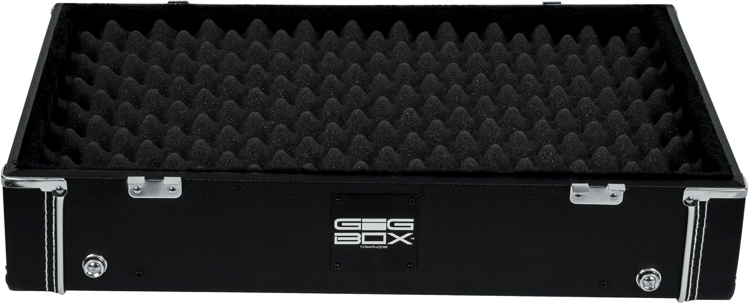 Gator Cases Gig Box Jr. Pedal Board with Built in 3x Guitar Stand | Fits Most Electric and Acoustic Guitars; Pedal Surface 21.5' x 15' (GW-GIGBOXJR)