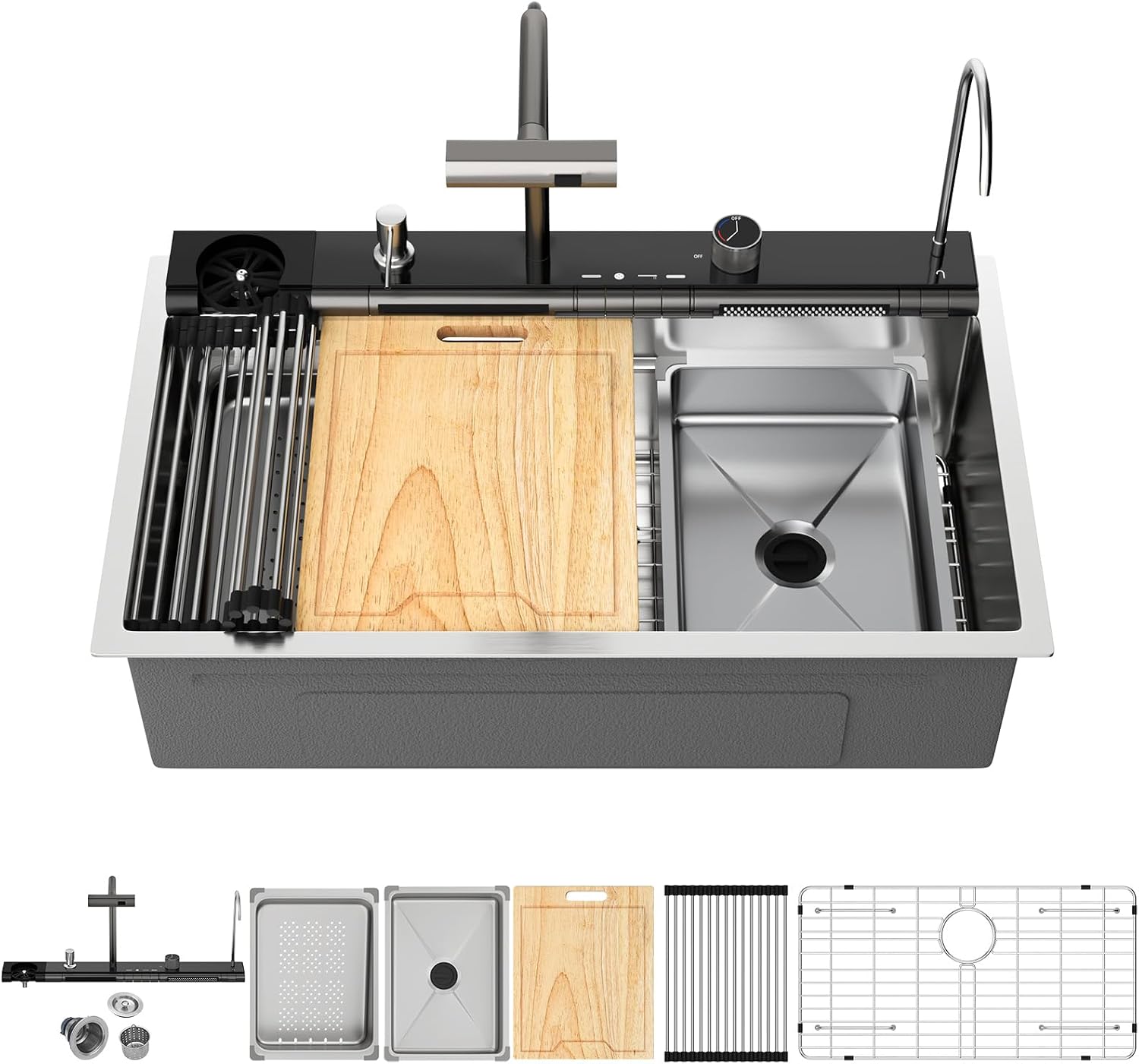 Kichae 30 Kitchen Sink Drop In - 30 x 19 Drop Sink Stainless Steel 16 Gauge Ledge Workstation Single Bowl Topmount Over Mount Kitchen Sink Handmade Basin