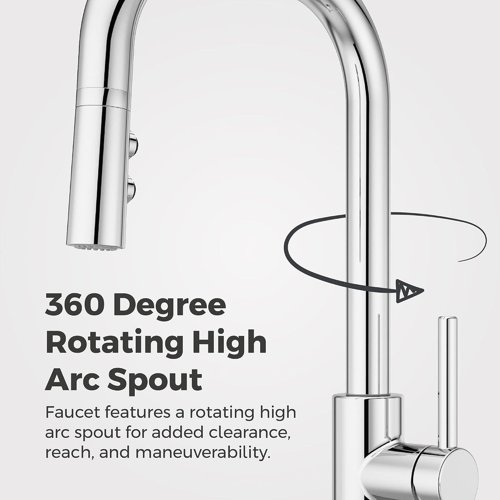 Pfister Zanna Kitchen Faucet with Pull Down Sprayer and Soap Dispenser, Single Handle, High Arc, NSF Certified, Polished Chrome Finish, F5297ZNRC