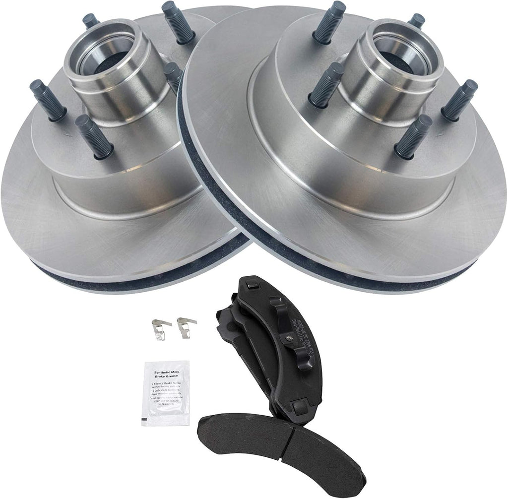 TRQ Front Brake Pad and Rotor Set Semi Metallic Rotors 10.28 in for 1987-1997 Ford Aerostar 1983-1994 Ranger 1994 Mazda B2300 B3000 B4000