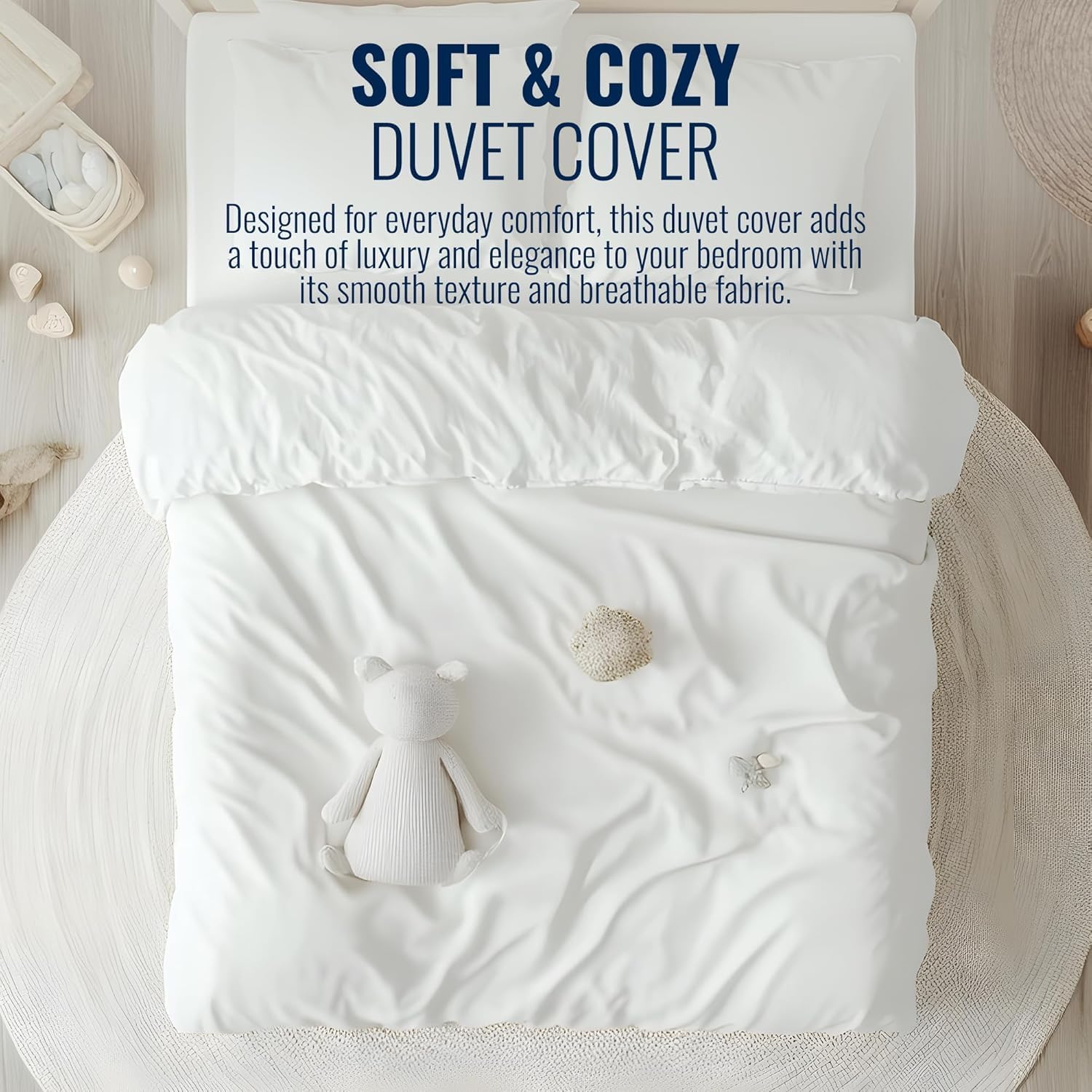 King Duvet Cover Set of 12 – Premium White Hotel Collection Bedding, Elegant Embroidered Poly-Cotton, 107x94 Inches (Duvet Cover Only)