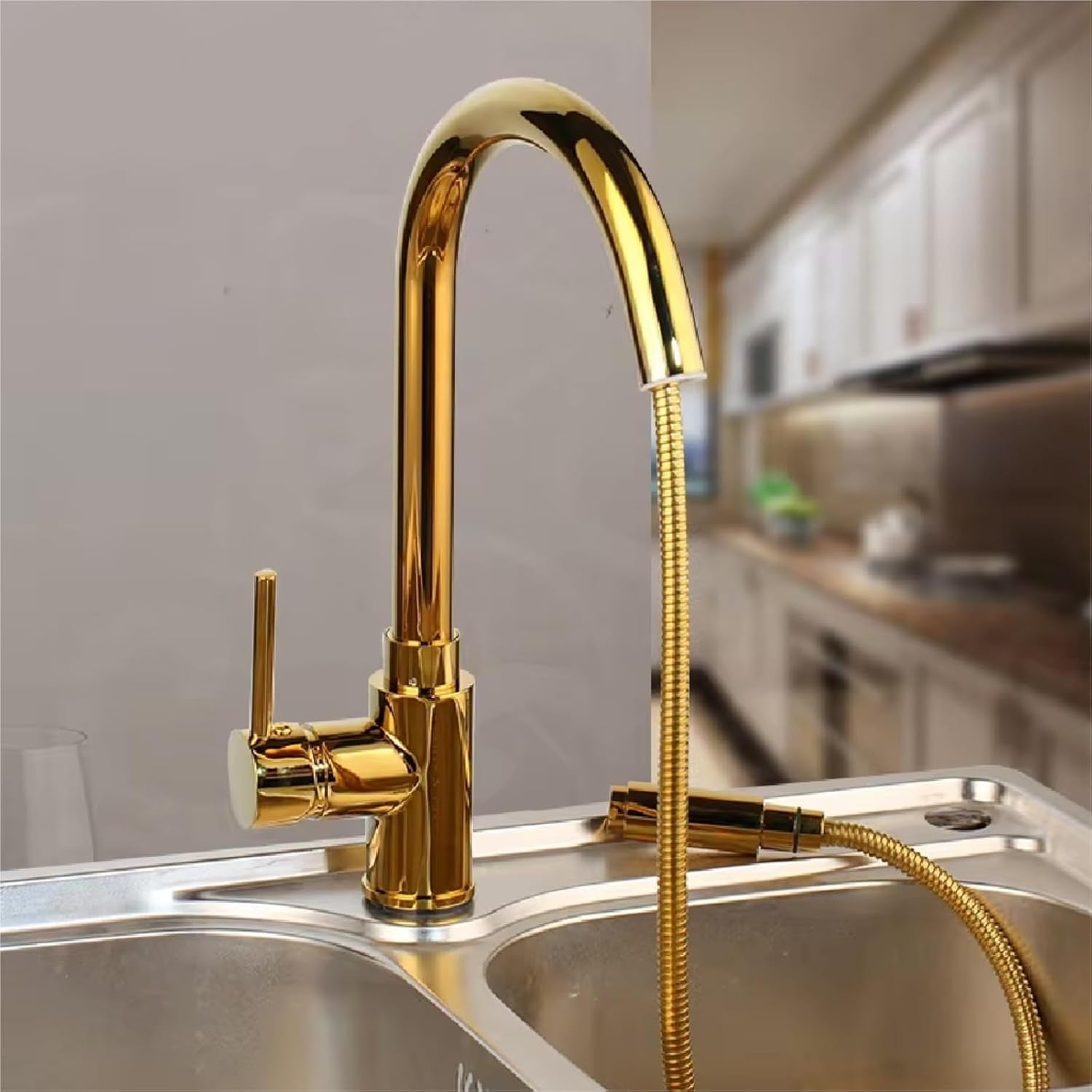 Gold Kitchen Faucets Pull Out Sink Water Mixers Brass Vanity Faucet Cold and Hot Water