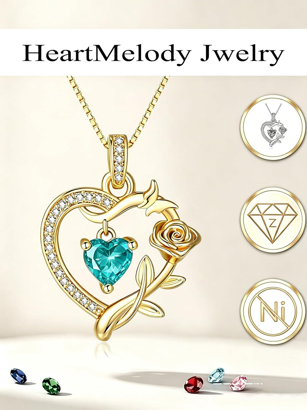 HeartMelody Heart Necklaces for Women Gold,14k 18K White Gold Plated Dainty Rose Butterfly Necklace with Garnet Birthstone Pendant Necklace Everyday Jewelry Birthday Christmas Gifts for Women Mom Her