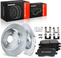 A-Premium 13.15 inch (334mm) Rear Drilled and Passenger Disc Brake Rotors + Ceramic Pads Kit Compatible with Select Acura and Honda Models - MDX 2007-2013, ZDX 2010-2013, Odyssey, Pilot, 6-PC Set