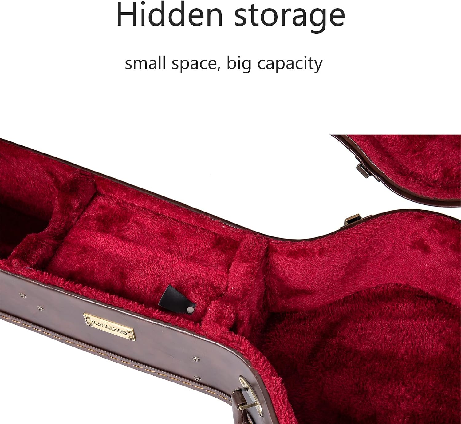 Crossrock Wooden Guitar Case fits 12-Frets 000/OM Acoustic Guitars - Stainless Steel Latches, Sponge Lining, Metal Feet, Storage Space - Vintage Brown (CRW620-00012BR)