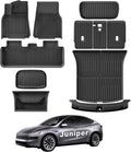 WEIZE Tesla Model Y Juniper Floor Mats 2025 2026, 11 PCS Full Set All Weather Non-Slip Floor Mats & Cargo Liners, Black Car Mats for Tesla Interior Accessories ((Not for Standard)