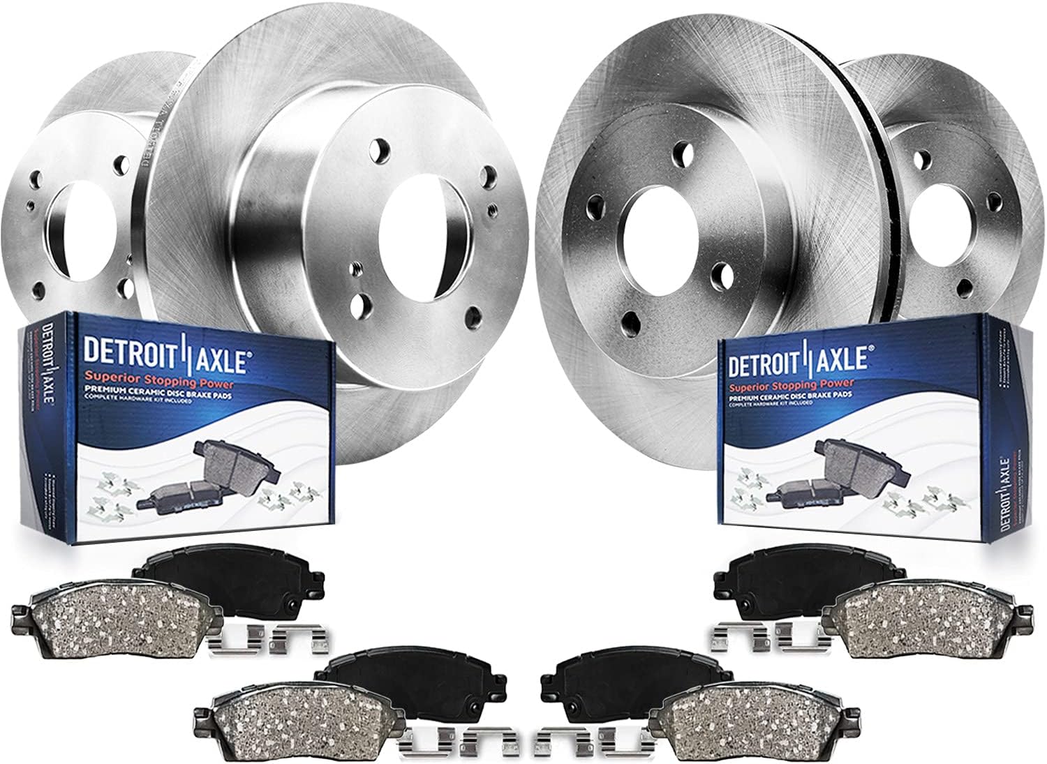 Detroit Axle - Brake Kit for 2012 2013 2014 2015 2016 2017 2018 Toyota Yaris [Rear Disc], Disc Brakes Rotors Ceramic Brake Pads Replacement : 10.83' inch Front and 10.20' inch Rear Rotor