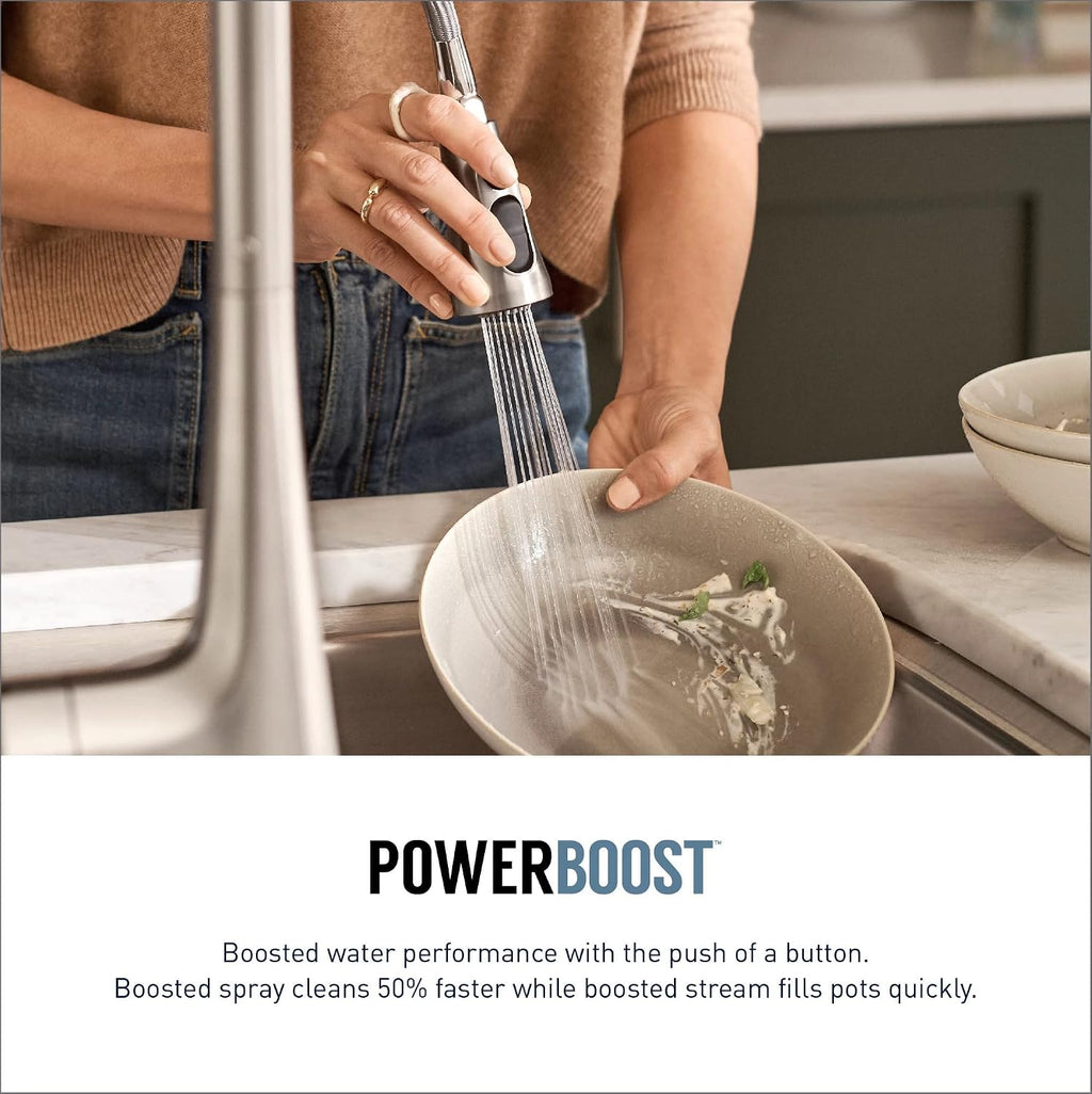 Moen Brantford Chrome Traditional One-Handle Kitchen Faucet with Pulldown Sprayer Featuring Power Boost and Reflex Docking System, 7185C