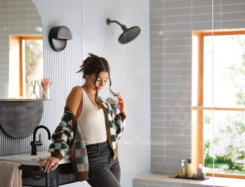 Moen Verso Matte Black Adjustable 9' Diameter Eco-Performance 1.75gpm Spray Head Rainshower, 220R3EPBL