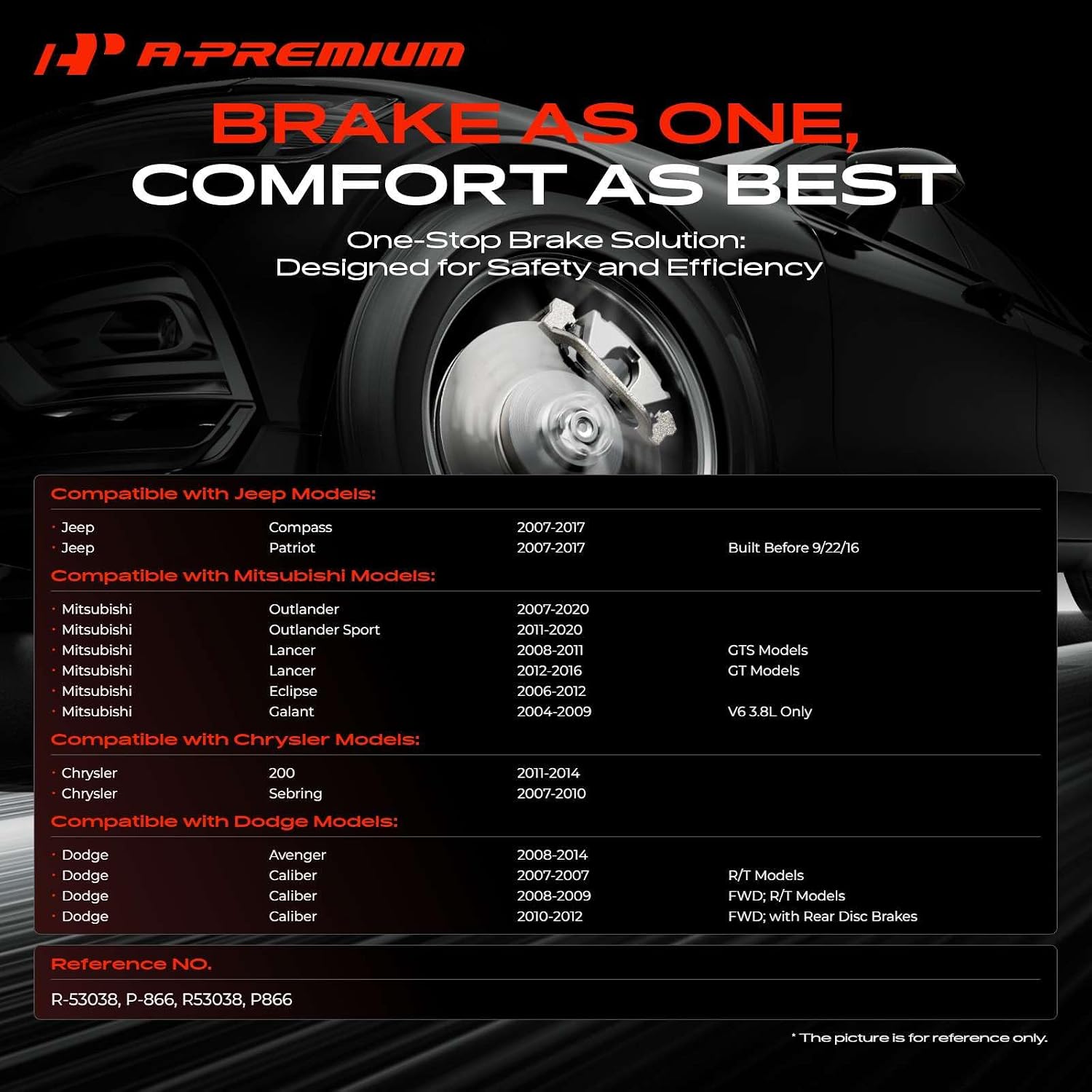A-Premium 11.57 in (294mm) Front Vented Disc Brake Rotors + Ceramic Pads Kit Compatible with Select Jeep, Dodge, Mitsubishi and Chrysler Models - Sebring, Lancer, Patriot, Compass, Outlander, Avenger