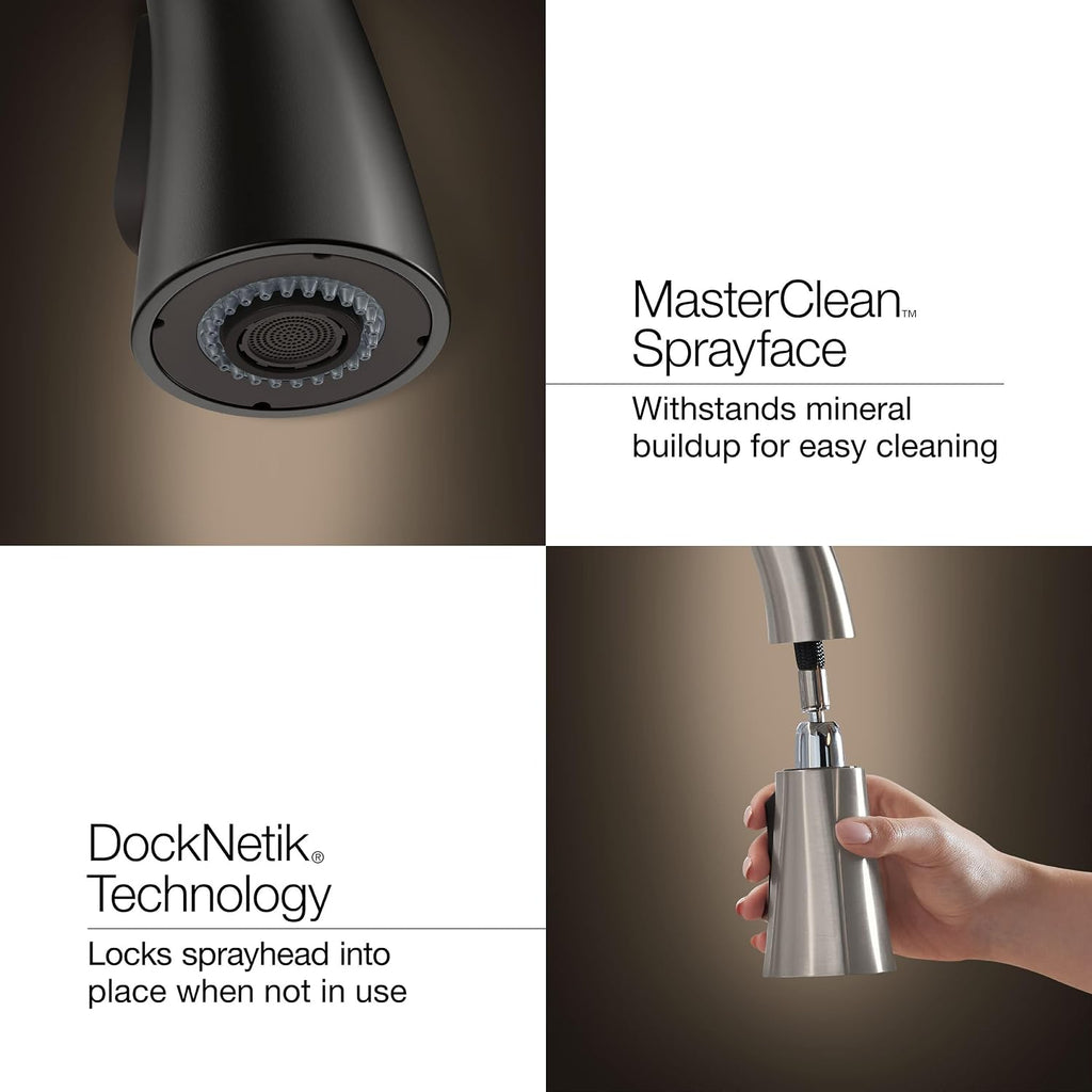 KOHLER K-R22745-SD-VS Semi-Professional Kitchen Sink Faucets with Soap Dispenser, Commercial Kitchen Faucets with Pull Down Sprayer, Vibrant Stainless