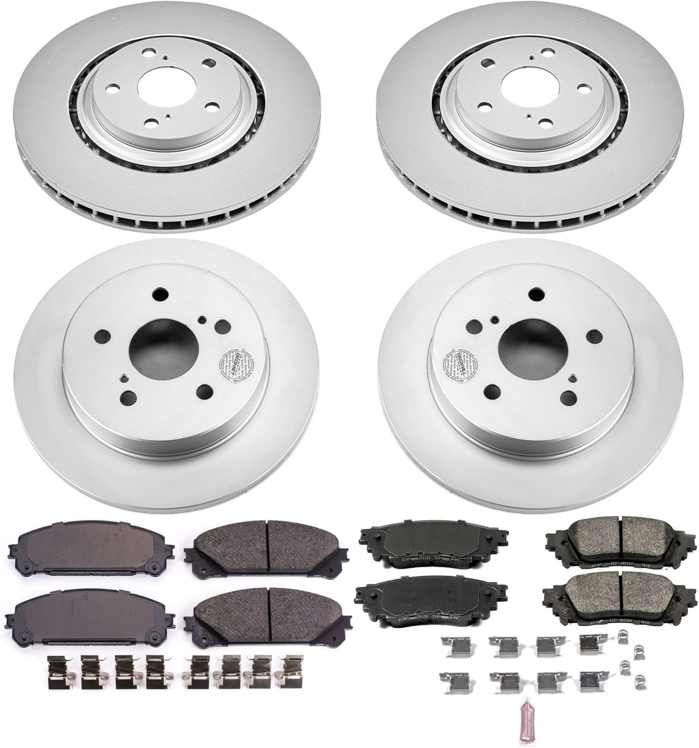 PowerStop Front and Rear Brake Kit for Lexus NX200t 2015-17 |NX300 2018-21 |NX300h 2015-21 - Fully-Coated Disc Rotors with Z17 Ceramic Brake Pads Replacement, CRK7605