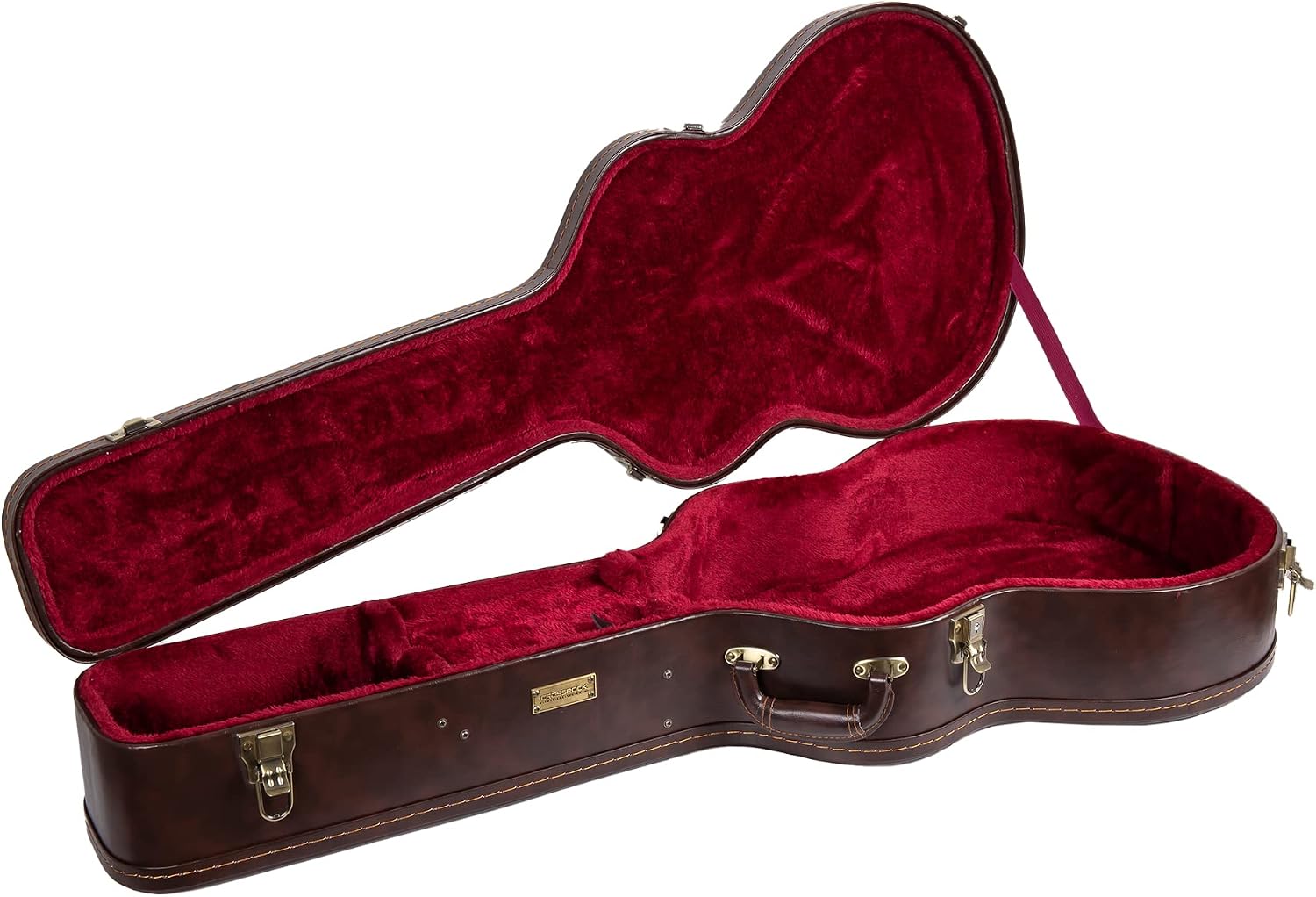 Crossrock Wooden Guitar Case fits 12-Frets 000/OM Acoustic Guitars - Stainless Steel Latches, Sponge Lining, Metal Feet, Storage Space - Vintage Brown (CRW620-00012BR)