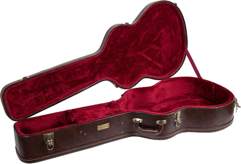 Crossrock Hard-Shell Wooden Case fits 12-Fret 00 Style Acoustic Guitar-Vintage Brown (CRW620-0012BR)