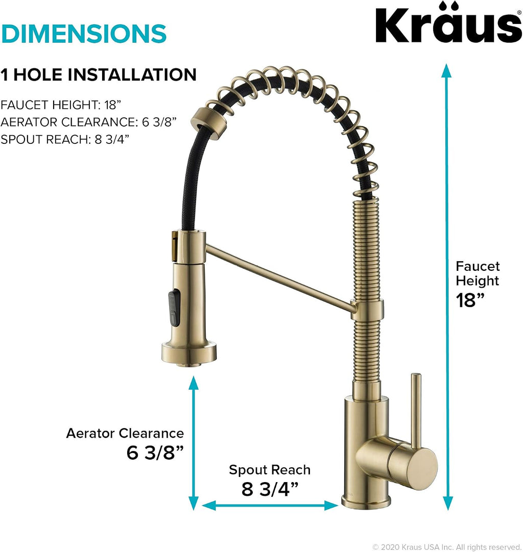 KRAUS Spot Free Bolden™ 18-Inch Commercial Kitchen Faucet with Soap Dispenser in All-Brite™ Antique Champagne Bronze Finish