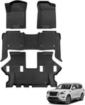for Nissan Armada/Infiniti QX80 2019-2024 (7 Seats) Floor Mats Carpet Liner All Weather Protector TPE Anti-Slip Tech Mats for Nissan Armada/Infiniti QX80 2019 2020 2021 2022 2023 2024 Accessories