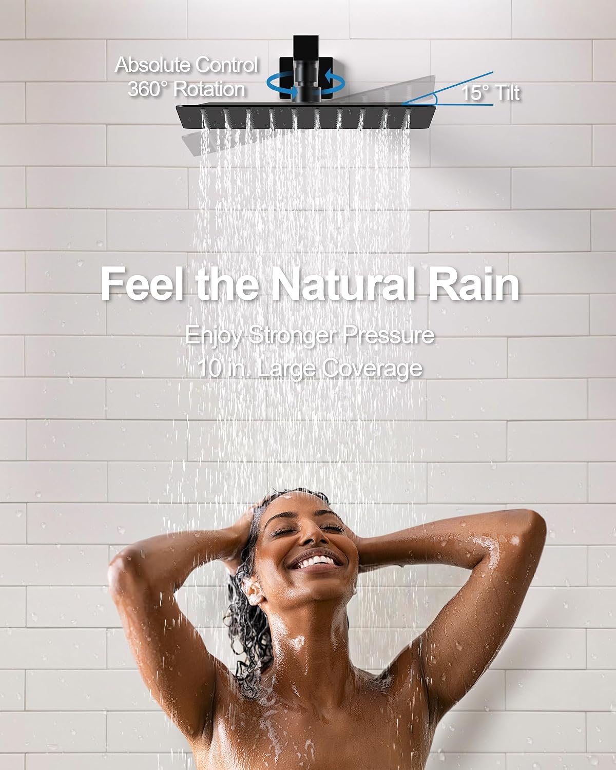 10 Inch Shower Faucet Set, High Pressure Rainfall Shower Head and Handheld Sprayer Combo, Matte Black