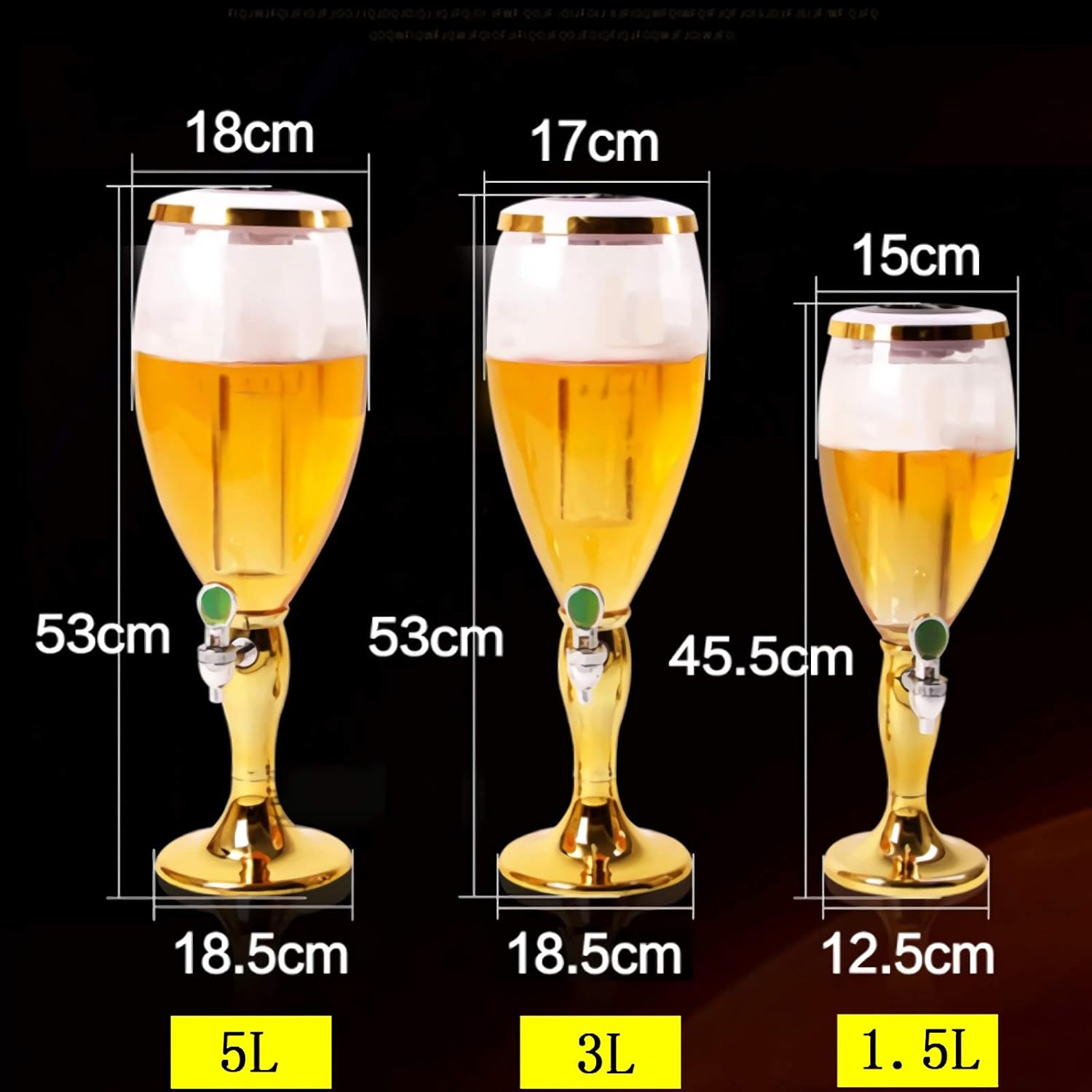 Beer Tower Dispenser 100 Oz Beer Dispenser, Beer Kegerator Mini with Ice Tube Faucet and Lights for Home Bar Pub Party Restaurant, 3L Beverage Tower Dispenser (Silver)