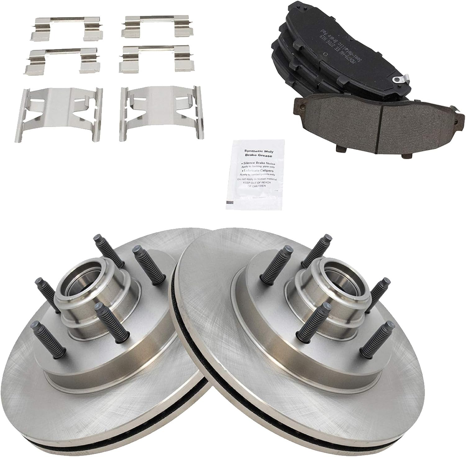 TRQ Front Brake Pad and Rotor Set Semi Metallic Rotors Compatible with 2000-2003 Ford F-150 2004 F-150 Heritage 2002 Lincoln Blackwood