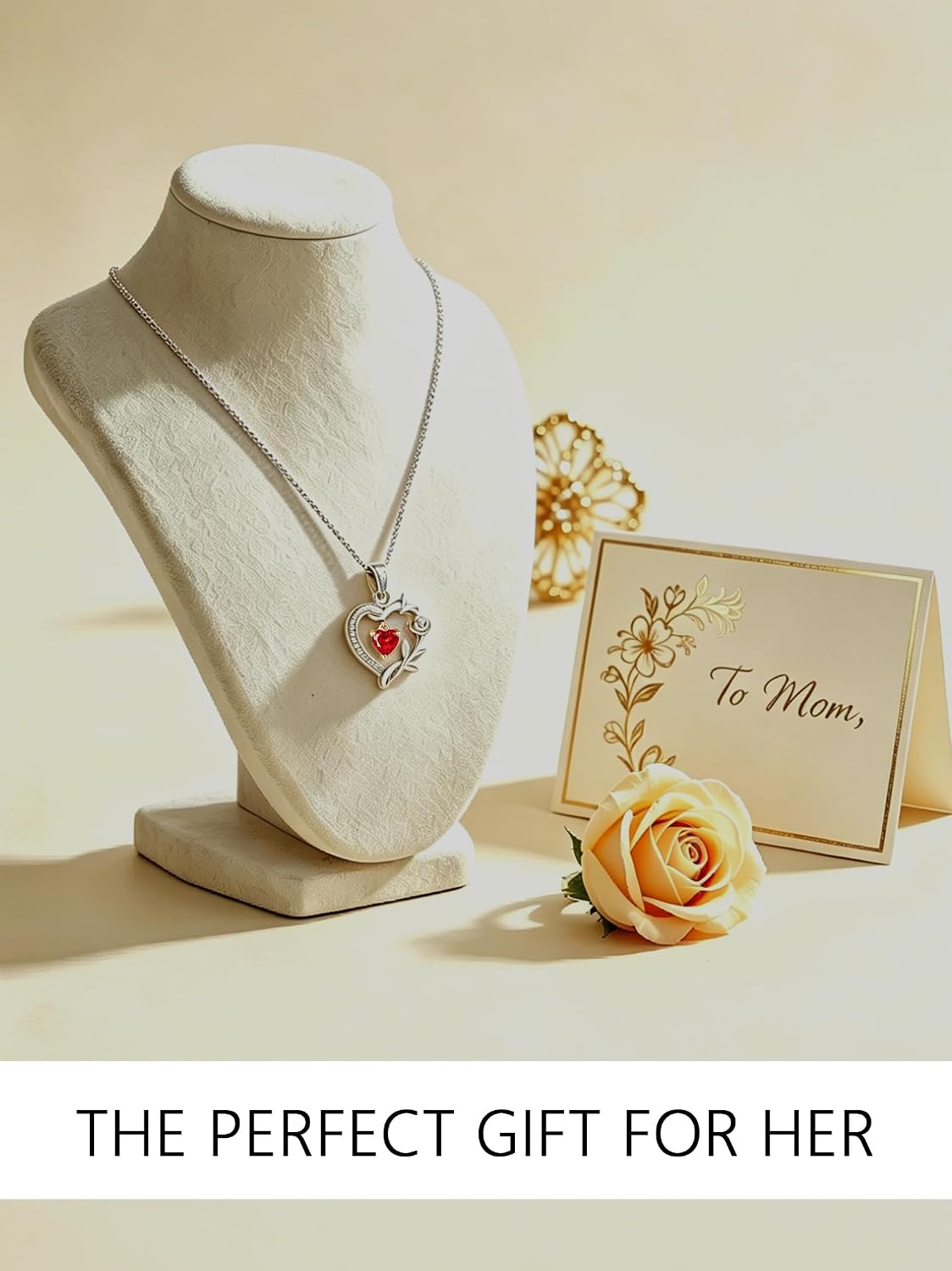 HeartMelody Heart Necklaces for Women Gold,14k 18K White Gold Plated Dainty Rose Butterfly Necklace with Garnet Birthstone Pendant Necklace Everyday Jewelry Birthday Christmas Gifts for Women Mom Her