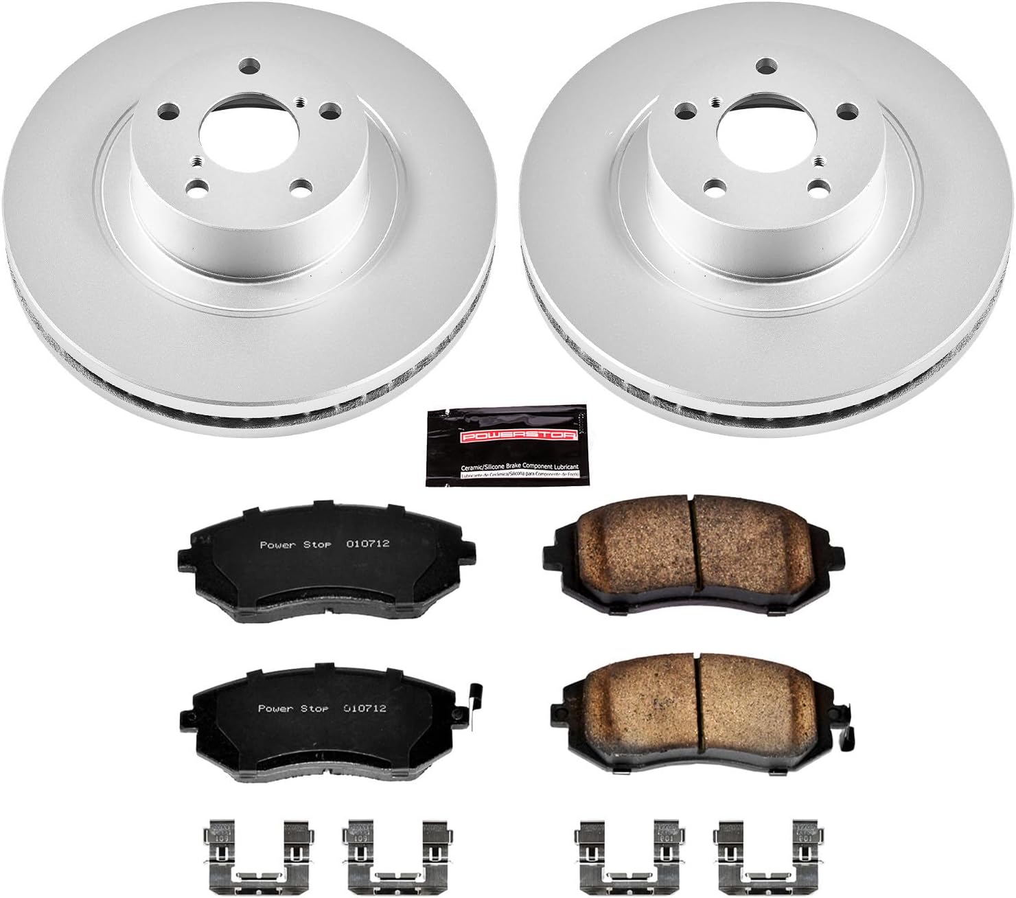 PowerStop Front Brake Kit for Subaru Baja 2004-06 |Forester 2009-10 |Impreza 2008-10 |Legacy 2006-12 |Outback 2005-12 - Fully-Coated Disc Rotors with Z17 Ceramic Brake Pads Replacement, CRK3038