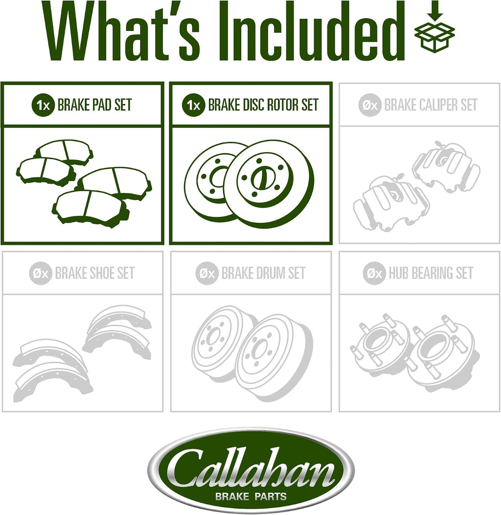 Callahan Brake Parts Front Brake Kit For Hyundai Santa Fe 2019-2020 [Model Specific] Replacement Brake Rotors with Ceramic Brake Pads