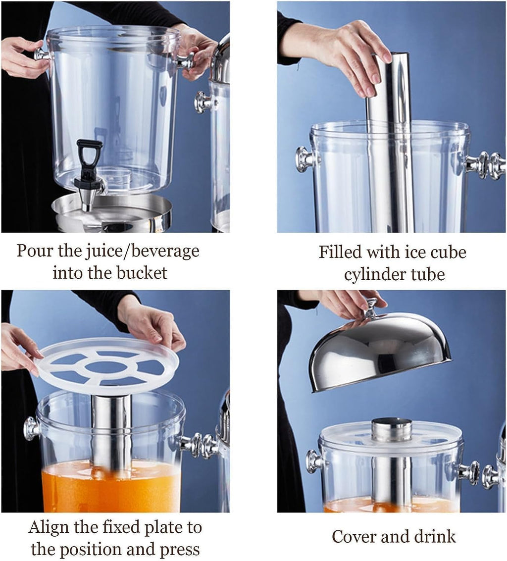 Drink dispensers for Parties, Beverage Machine, Buffet Stainless Steel Juice Bucket, Hot and Cold Drink Machine with Faucet, for Restaurant Hotel Bar(Gold,8L)