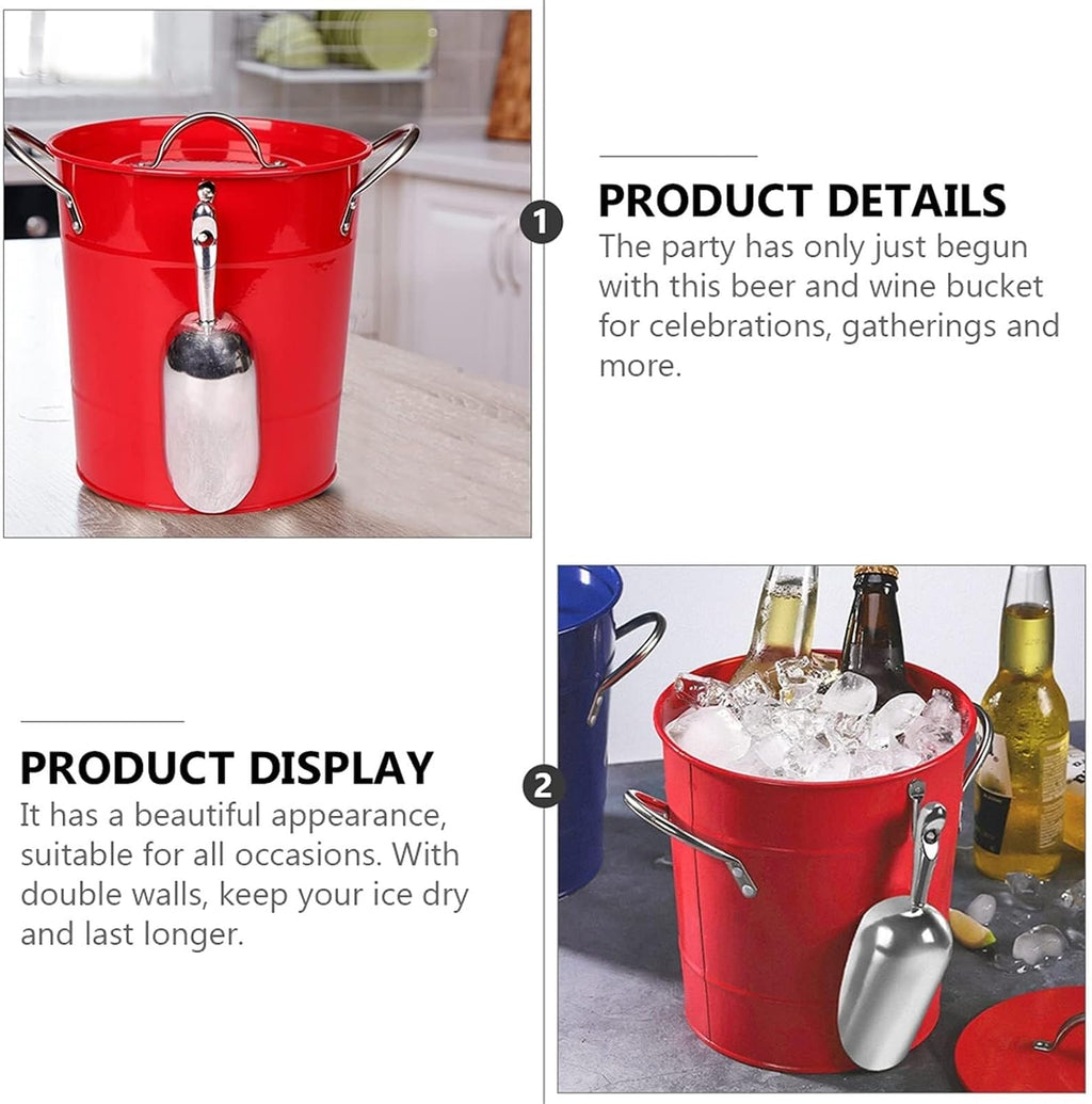 Ice Bucket with Lid and Ice Tongs,3.5L Metal Double Wal Ice Bucket Set,Home Kitchen Gifts with Lid,Modern Ice Buckets for Parties,Ice Bucket