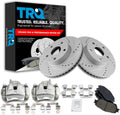TRQ Performance Front Ceramic Brake Pad and Rotor Set Drilled Slotted Coated Compatible with 2005-2015 Toyota Tacoma with 5 Lug Wheels