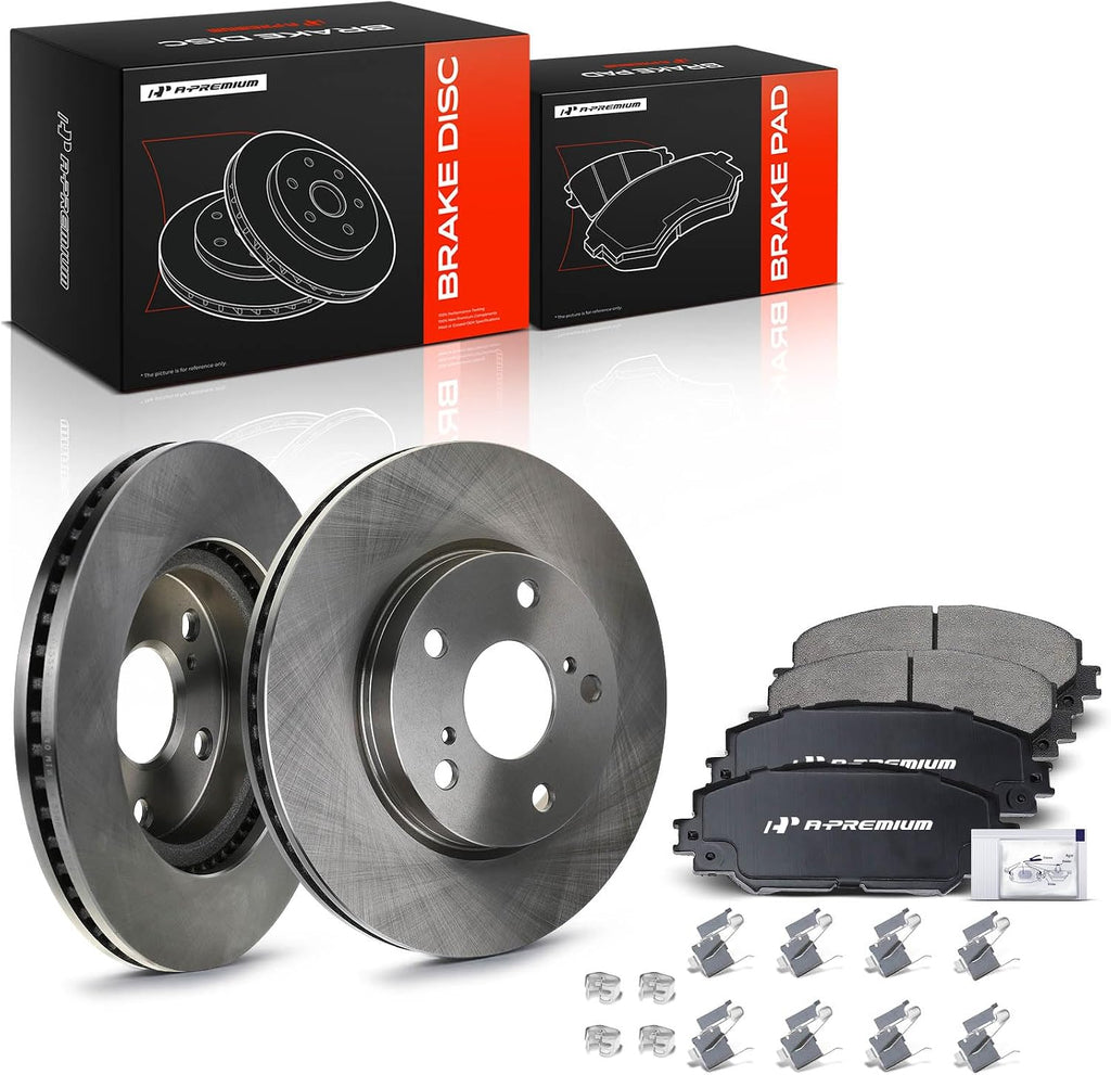 A-Premium 10.82 inch (275mm) Front Vented Disc Brake Rotors + Ceramic Pads Kit Compatible with Toyota, Lexus and Scion Models - RAV4 2006-2018, xB 2008-2015, Prius V 2012-2017, HS250h 2010-2012, 6-PC