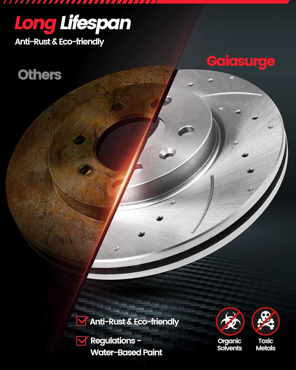 Front Automotive Replacement Brake Kit, Drilled Slotted Rotors Kit Compatible with 2006-2012 Chevy Malibu, 2006-2008 Chevy HHR|Brake Rotors Brake Pads|296mm(11.7in)|D1160-8270 & 55093