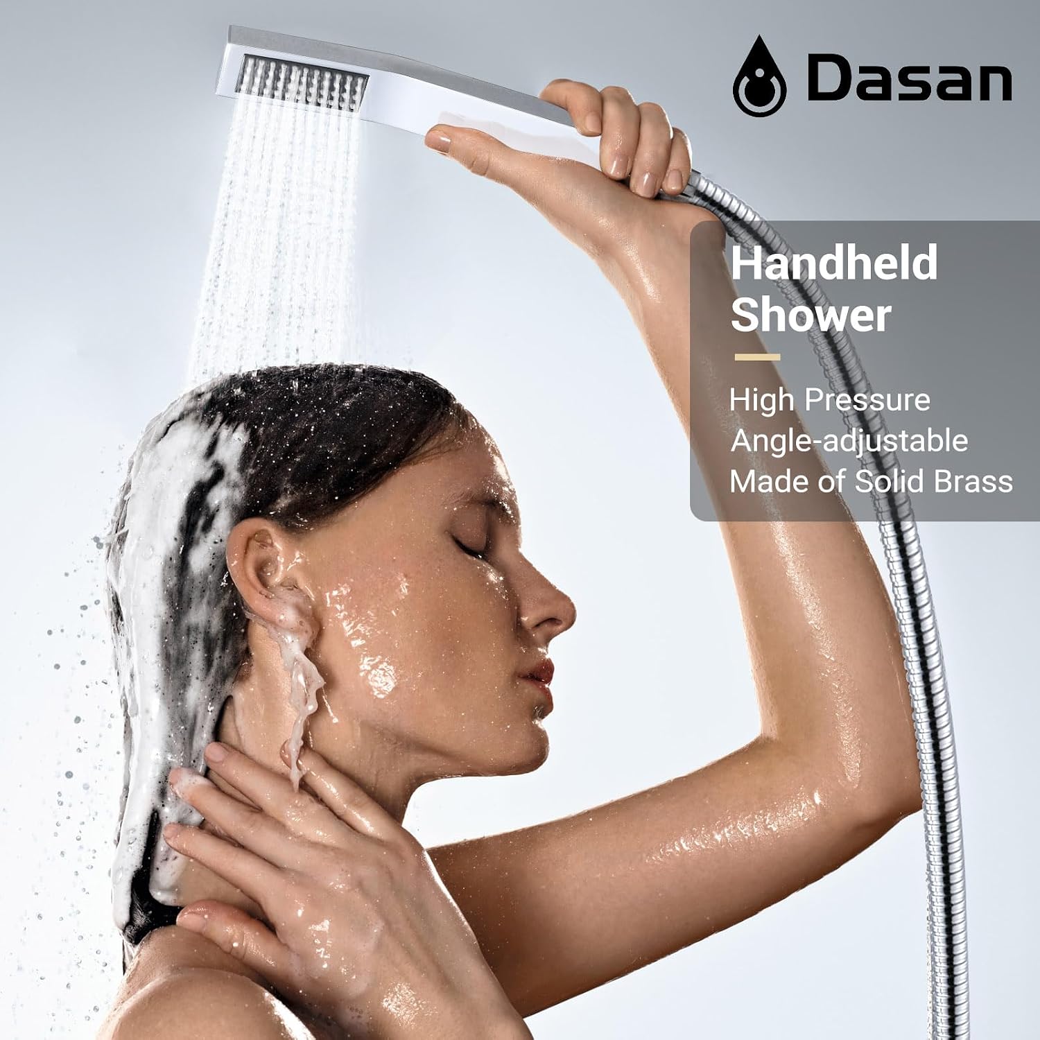 DASAN Full Body Shower System with 6 PCS Body Spray Jets & 12'' Rain Shower Head & Handheld, Ceiling Mount Rain Shower System Polished Chrome Shower Faucets Sets Complete with Valve, SA-SS03ACH-S12C