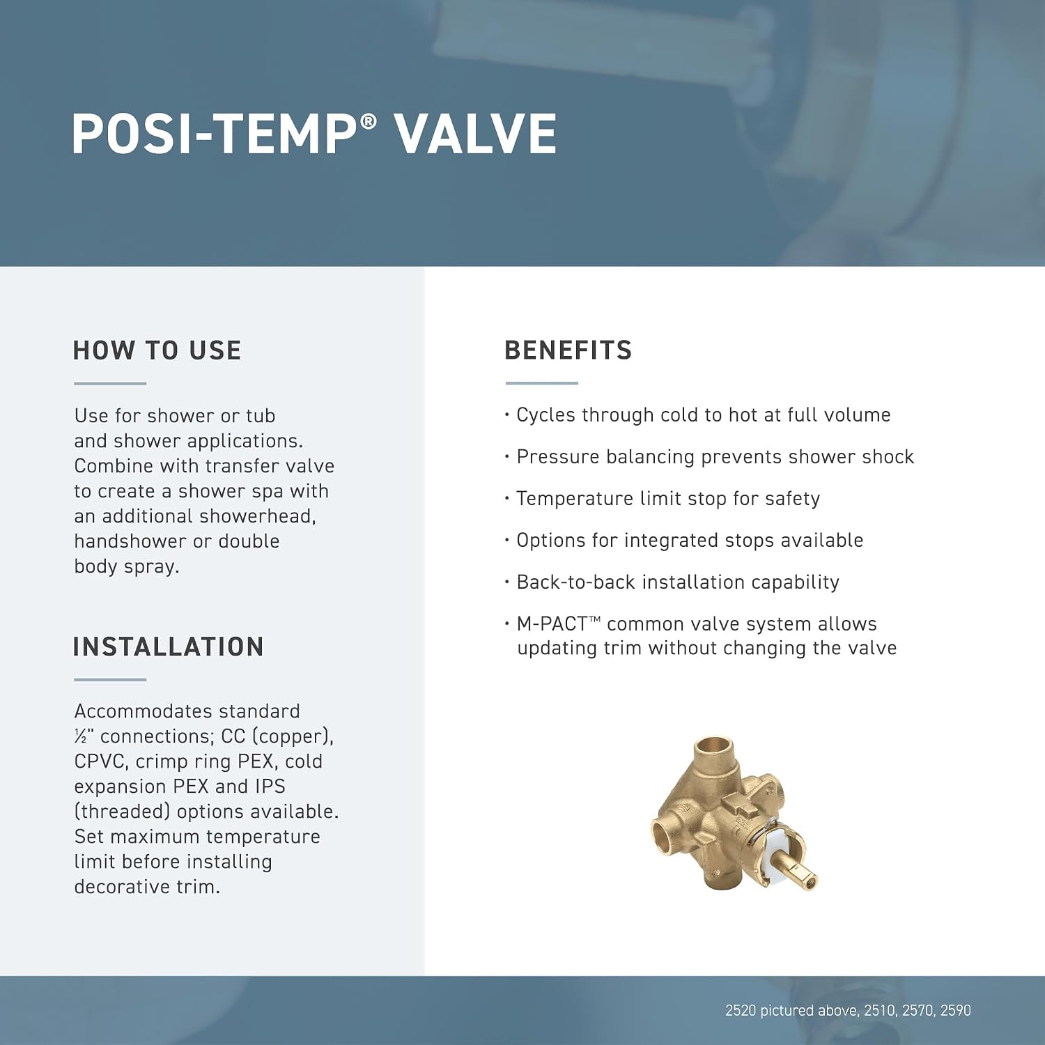 Moen T2692EPBLVoss Posi-Temp Pressure Balancing Shower Trim Kit with Eco-Performance Showerhead, Valve Required
