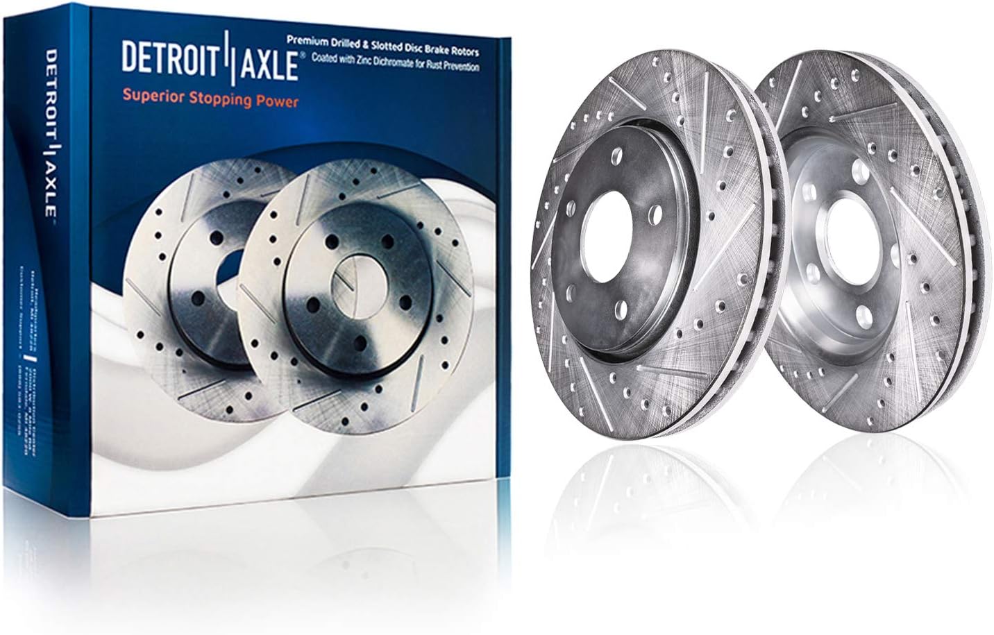 Detroit Axle - Brake Kit for Hyundai 19-22 Veloster N 12.99' inch Front and 11.81' inch Rear Drilled and Slotted Disc Brake Rotors Ceramic Brakes Pads 2019 2020 2021 2022 Replacement