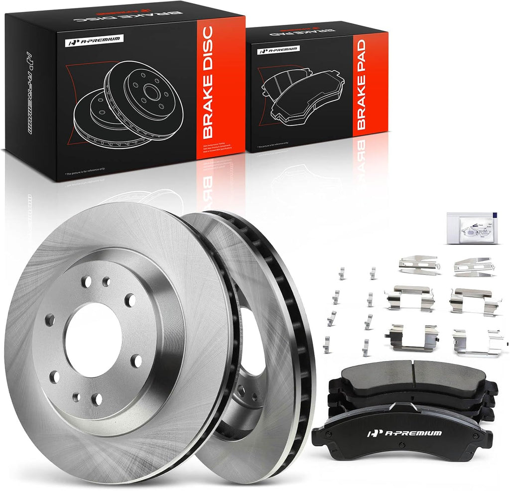 A-Premium 12.01 inch (305mm) Front Vented Disc Brake Rotors + Ceramic Pads kit Compatible with Select Chevy, Buick, GMC, Isuzu and Oldsmobile Models - Rainier, Trailblazer, Envoy, Ascender, Bravada