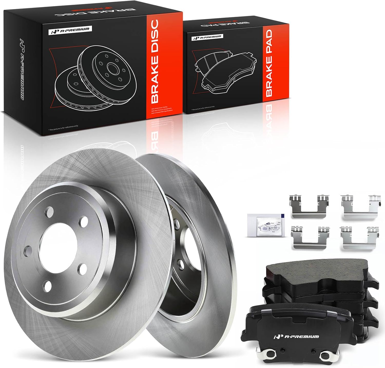A-Premium 12.60 in (320 mm) Rear Solid Disc Brake Rotors + Ceramic Pads Kit Compatible with Select Chrysler and Dodge Models - 300 05-20, Challenger 09-20, Charger 06-20, Magnum 05-08, 6-PC Set