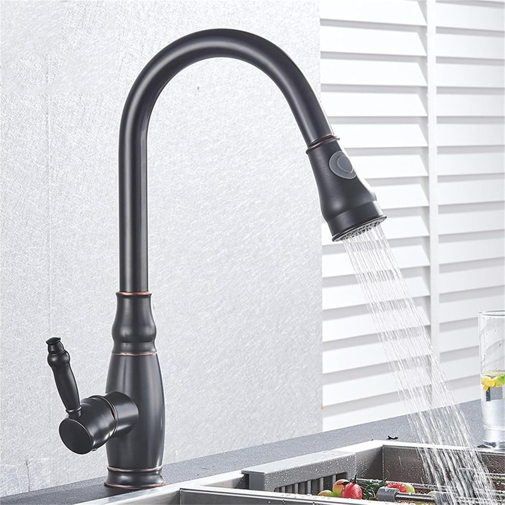 360 Rotation Pull-Out Kitchen Faucet - Hot and Cold Water Sink Mixer Tap for Kitchen(Oil Rubbed Bronze)