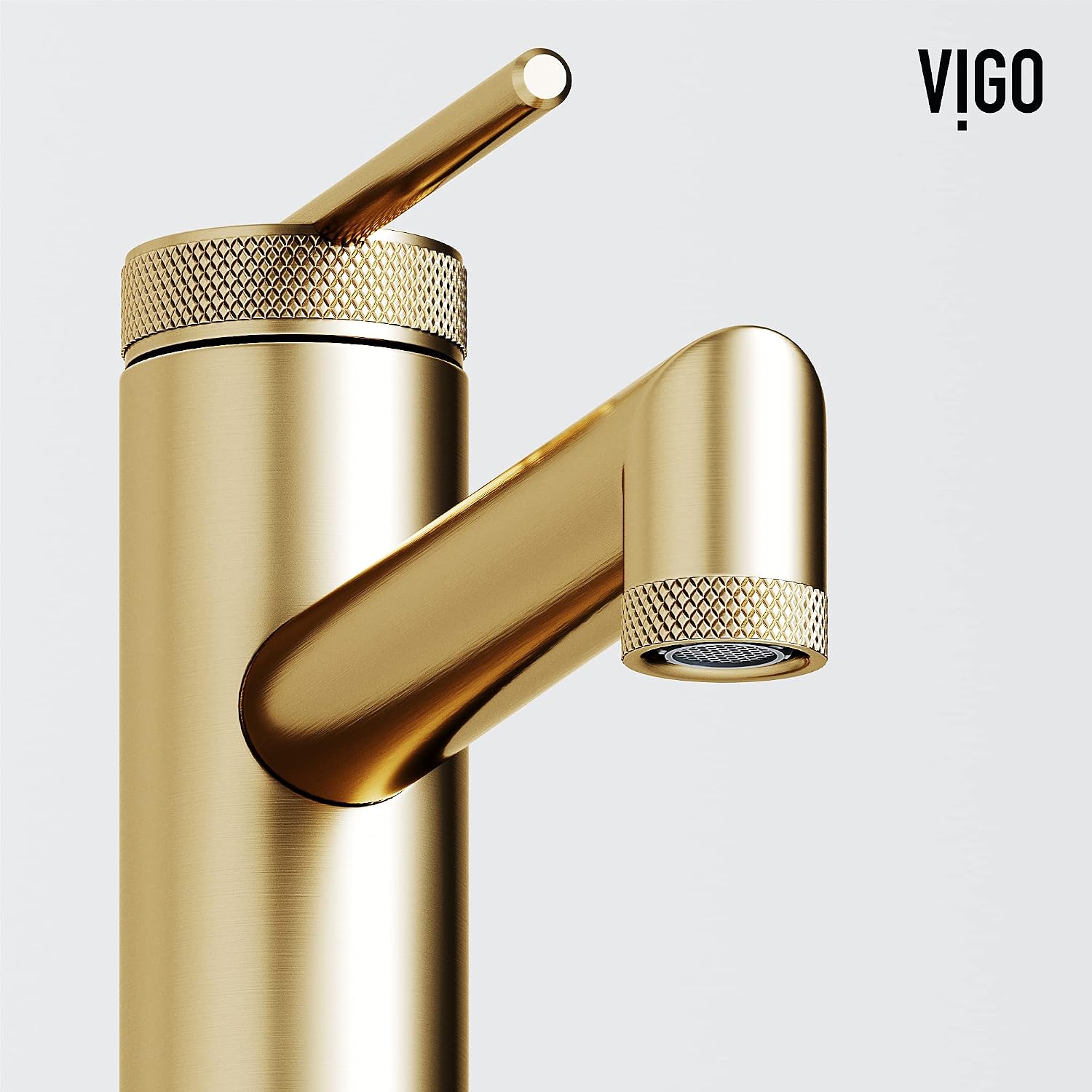 VIGO Sterling Single-Handle Single-Hole Mount Vessel Bathroom Sink Faucet, 11-Inch, Matte Brushed Gold, Modern Design, Solid Brass, 1.2 GPM WaterSense & Ceramic Disc Valve, Corrosion-Resistant