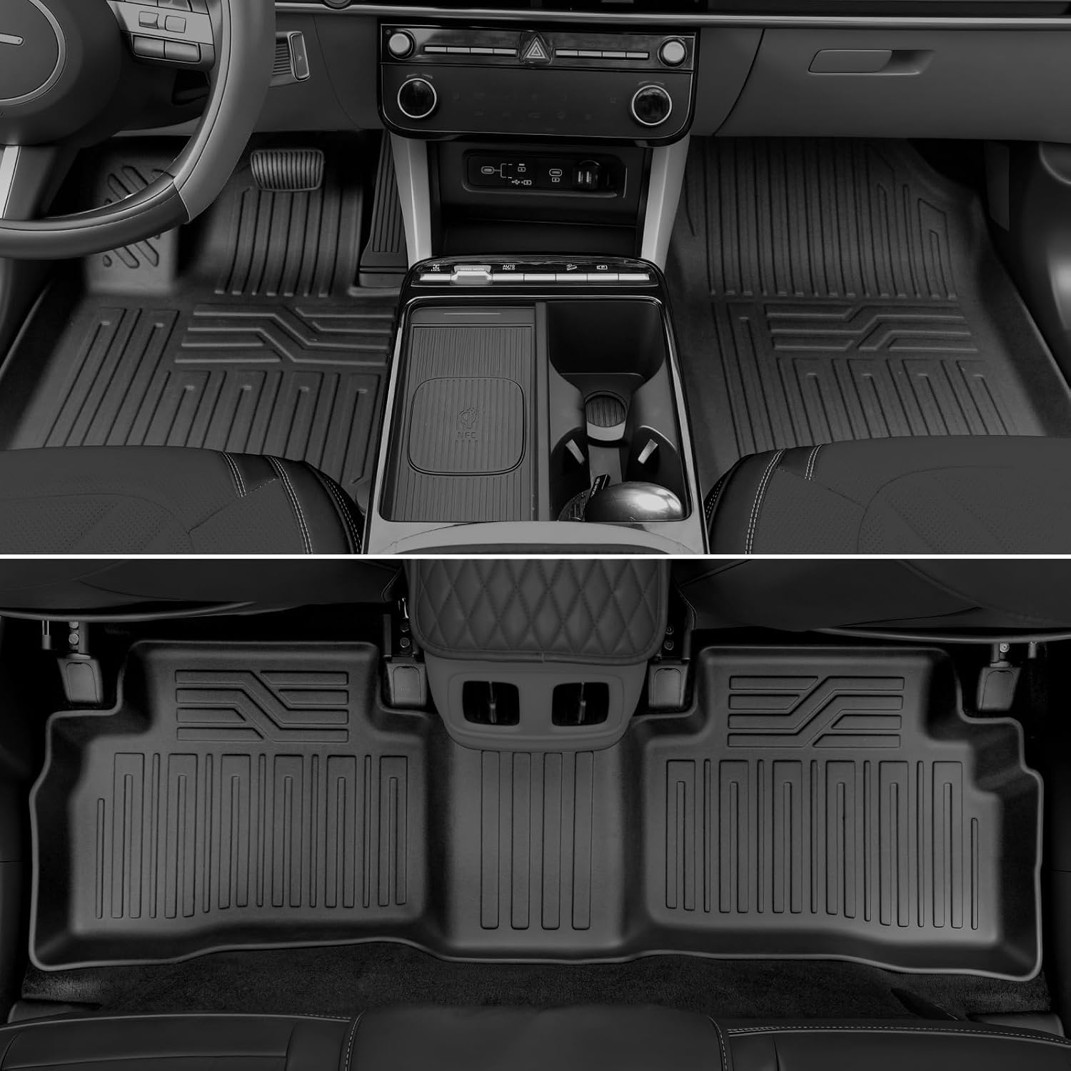 Floor Mats for Hyundai Tucson Hybrid 2022-2026, All Weather Floor Mats Trunk Cargo Liner with Backrest Protectors Accessories, Full Coverage Set (Not fit PHEV)