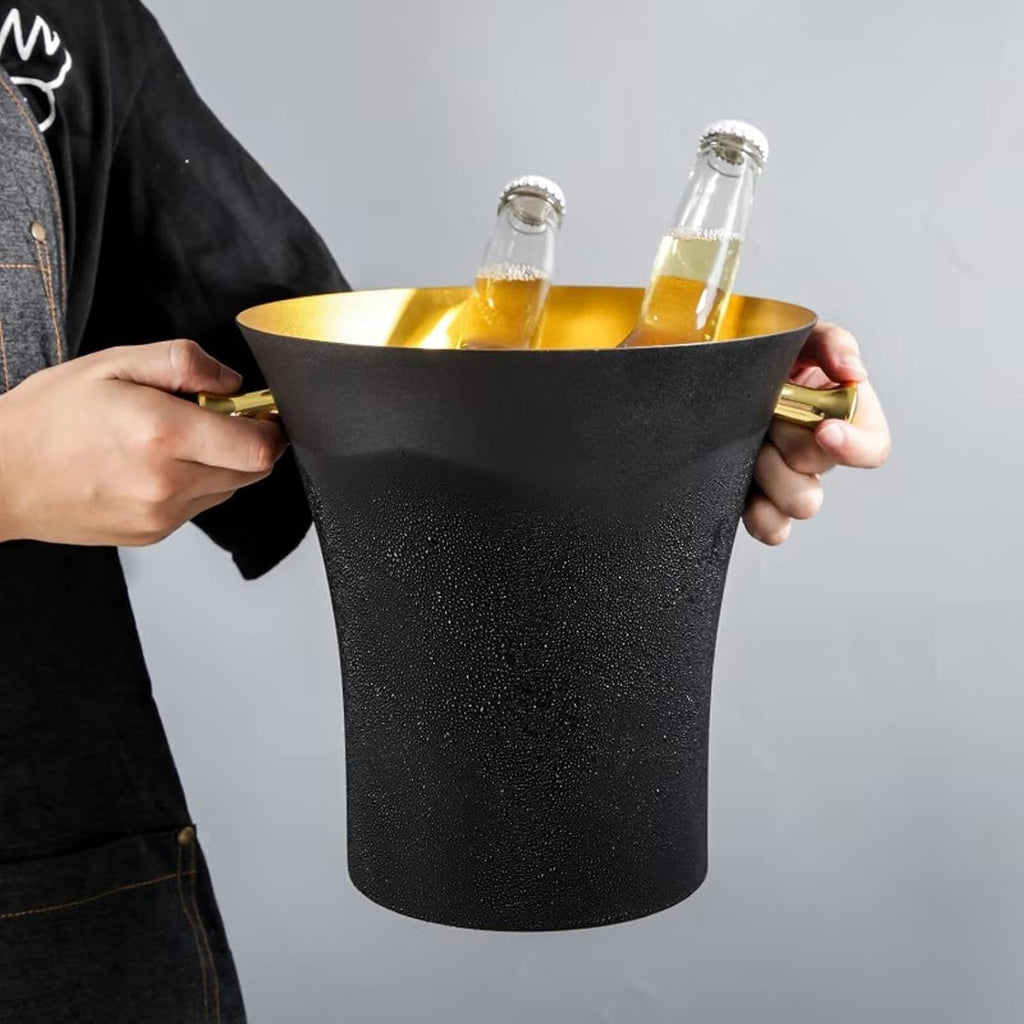 Ice Cube Trays 5L Ice Bucket, Stainless Steel Ice Buckets, Ideal Ice Bucket for Beer, Champagne and Wine, Ice Cube Tray for Parties and Picnics (Black) Ice Bucket For Party