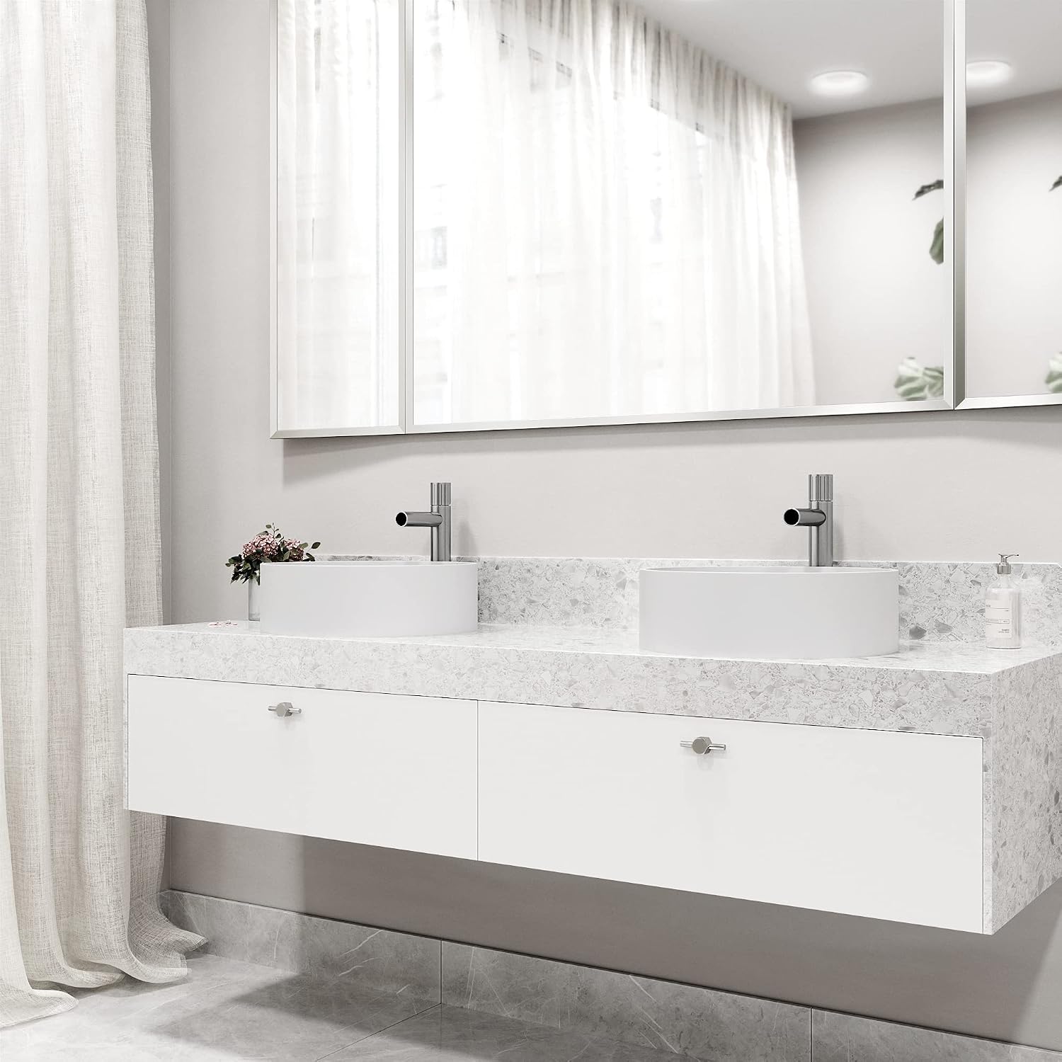 VIGO Ashford Single-Handle Single-Hole Mount Vessel Bathroom Sink Faucet, 11-Inch, Brushed Nickel, Modern Design, Solid Brass, 1.2 GPM WaterSense & Ceramic Disc Valve, Corrosion-Resistant
