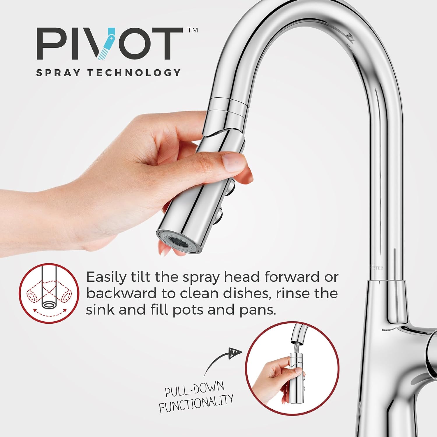 Pfister Tasso Kitchen Faucet with Pull Down Sprayer and Soap Dispenser, Single Handle, High Arc, NSF Certified, Polished Chrome Finish, F5297TSOC