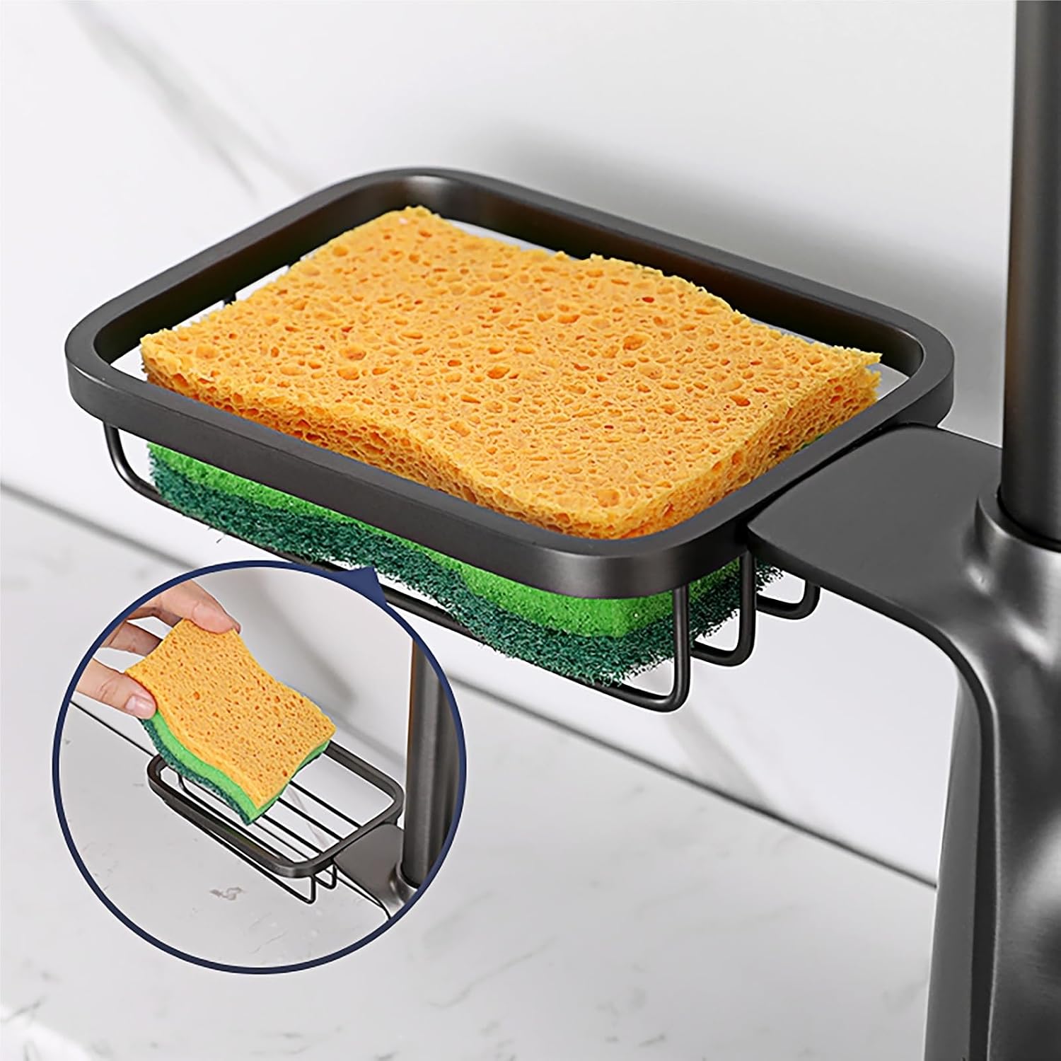Single Handle Kitchen Faucet with Dual Function Cleaning and Basket Tap for Hot and Cold Sink(Matt Grey-Brushed)