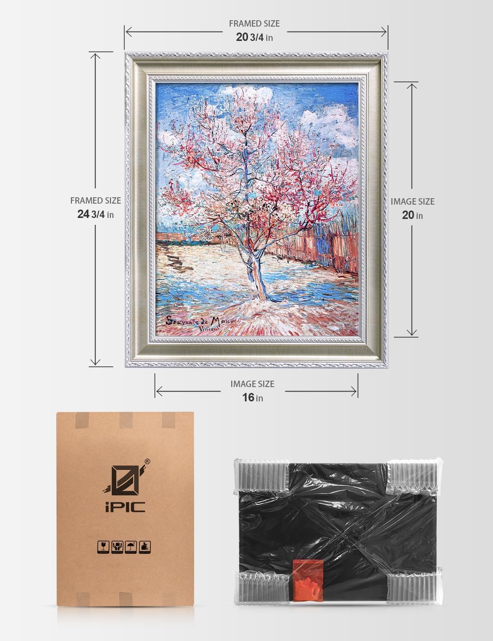 IPIC - Vincent Van Gogh's Reminiscence of Mauve, Classic World Art Reproduction. Giclee Prints on Acid Free Cotton Canvas with Solid Wood Frame, Total size: W 24.8' x H 20.8'