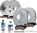 Detroit Axle - 10pc Brake Kit for 2016 2017 2018 2019 2020 2021 2022 2023 Jeep Cherokee, Drilled Disc Brake Rotors Ceramic Brakes Pads Replacement: 12.99' inch Front and 12.60' inch Rear Rotors