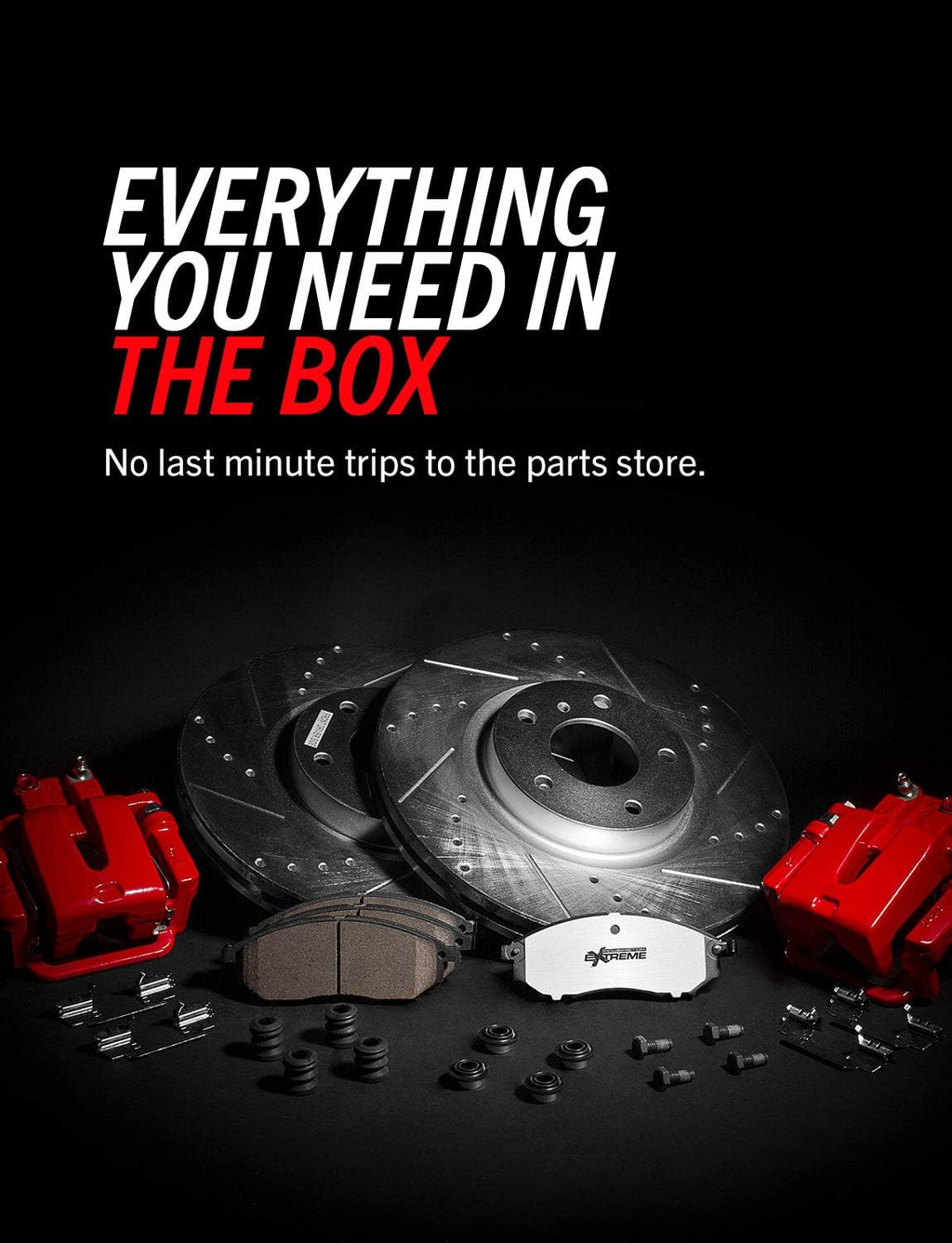 PowerStop Front and Rear Brake & Caliper Kit for Cadillac Escalade 2015-20 |Escalade ESV 2015-20 - Drilled & Slotted Disc Rotors + Z36 Brake Pads + Red-Powder Coated Calipers, KC6560-36