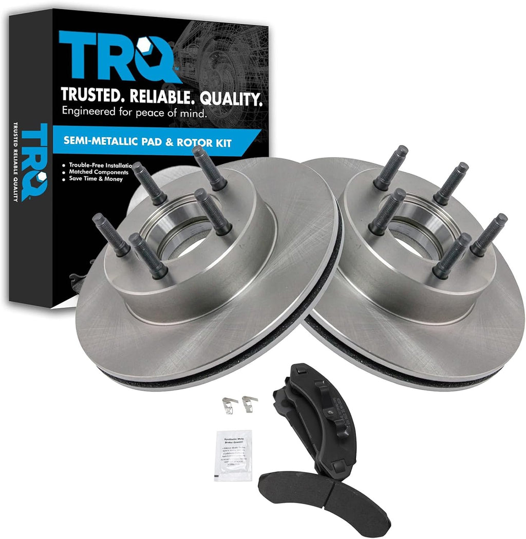 TRQ Front Brake Pad and Rotor Set Semi Metallic Vented Rotors Compatible with 1993-1994 Ford Explorer 1993-1994 Mazda Navajo